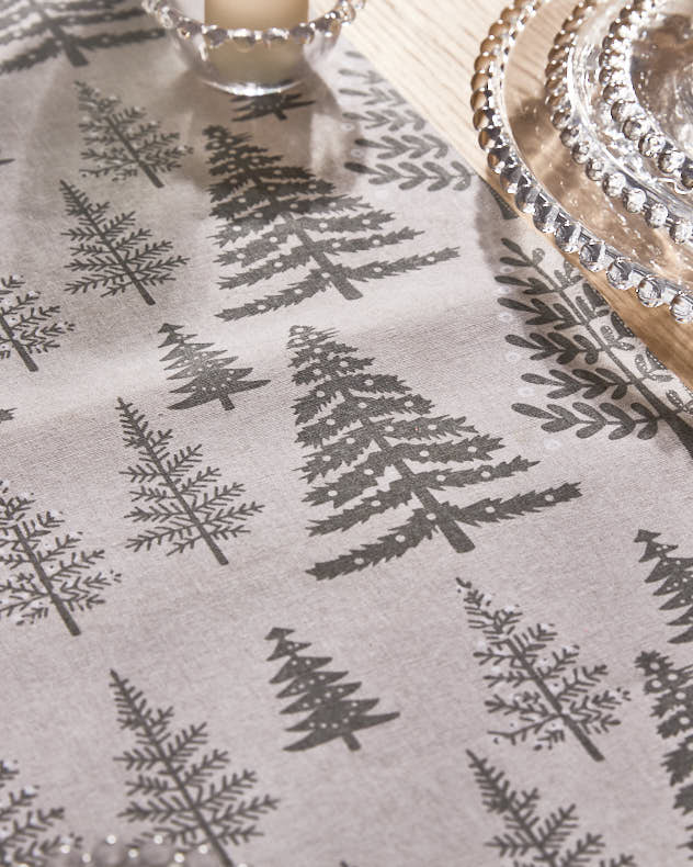 Grey Tree Cotton Table Runner