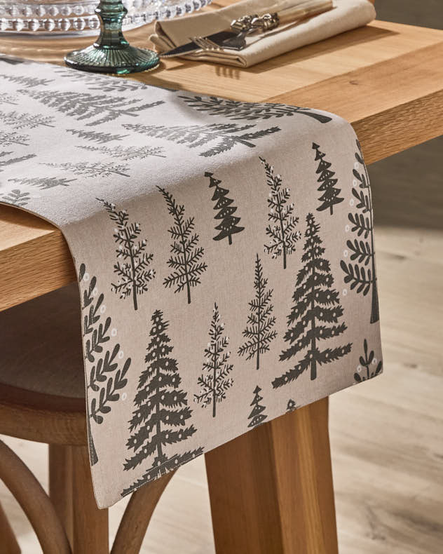 Grey Tree Cotton Table Runner