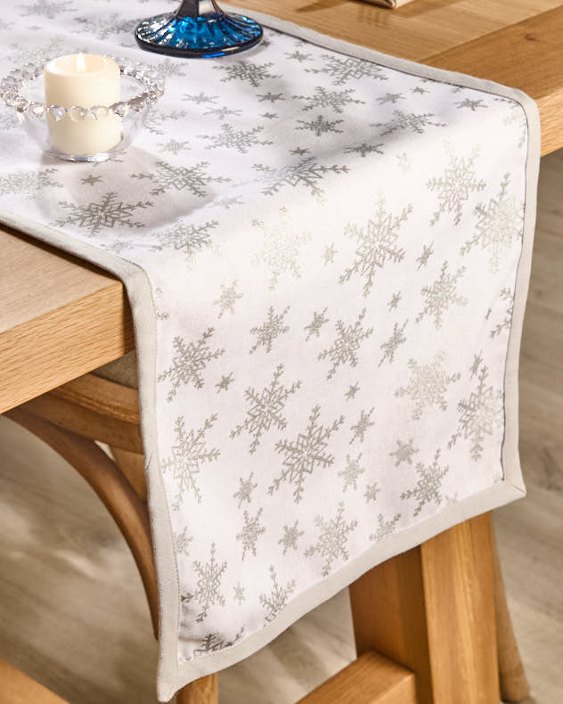 Silver 100% Cotton Table Runners - Christmas Shooting Star Table Runner