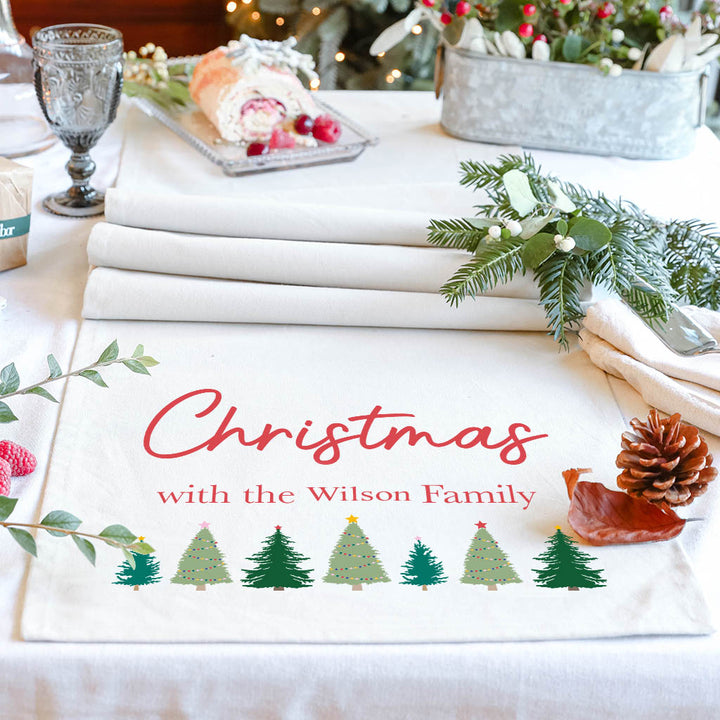 Christmas Trees Personalised Family Table Runner