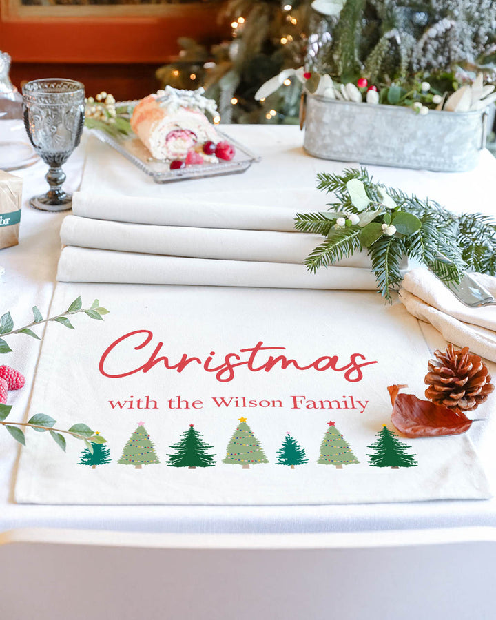 Christmas Trees Personalised Family Table Runner