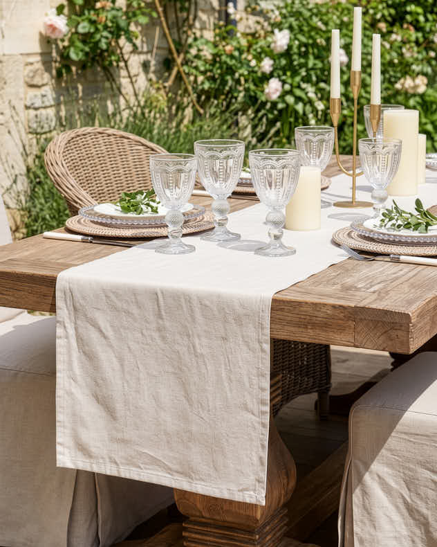 Plain Chambray Cotton Table Runner
