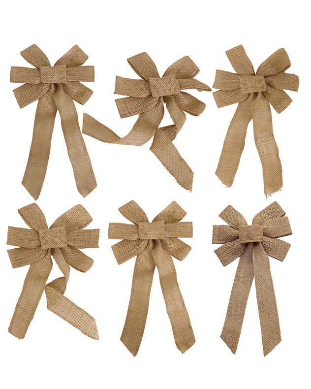 Set of 6 Small Jute Bows
