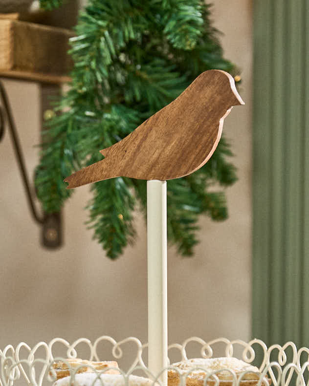 Ivory Bird Double Tier Cake Stand