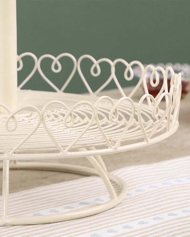 Ivory Bird Double Tier Cake Stand