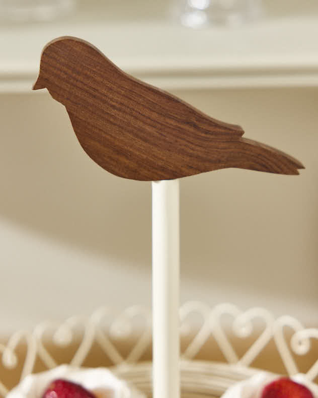 Ivory Bird Double Tier Cake Stand