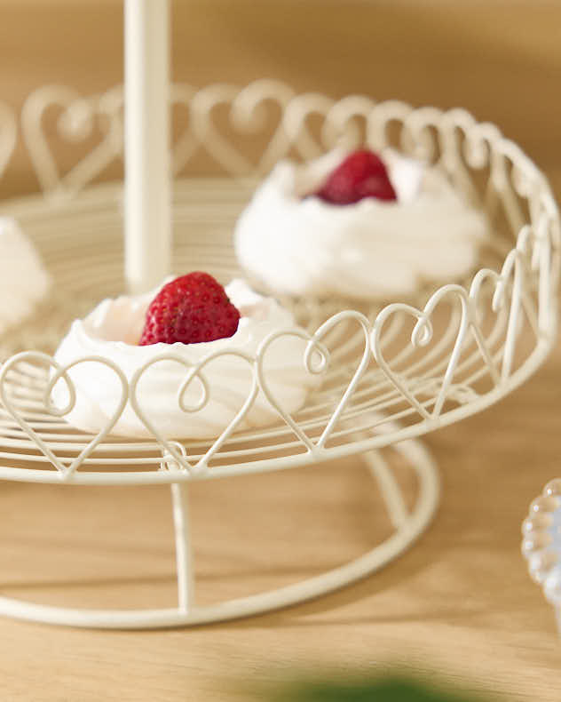 Ivory Bird Double Tier Cake Stand