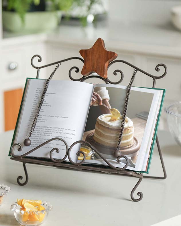 Antique Brown Star Baker Recipe Book Stand