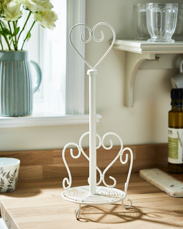 Vintage Ivory Heart Kitchen Roll Holder Dibor