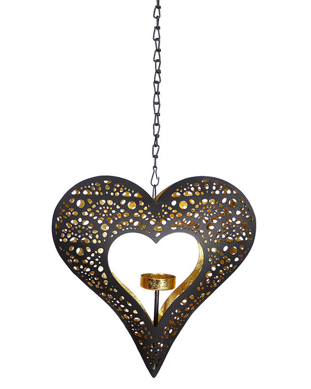 Gold Anniversary Gift Heart Hanging Garden Candle Holder