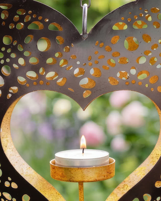 Gold Heart Hanging Garden Candle Holder