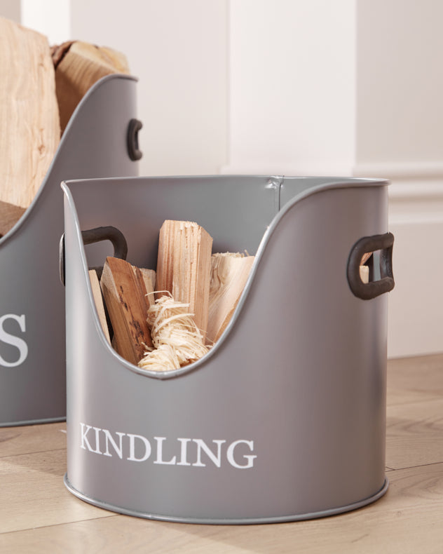 Three Piece Grey Fireside Storage Set
