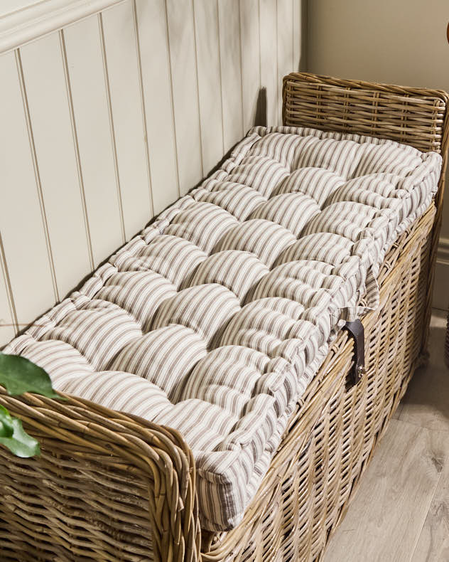 100% Cotton & Polyester Bench Cushions - Pyreneés Grey Stripe Indoor Bench Cushion