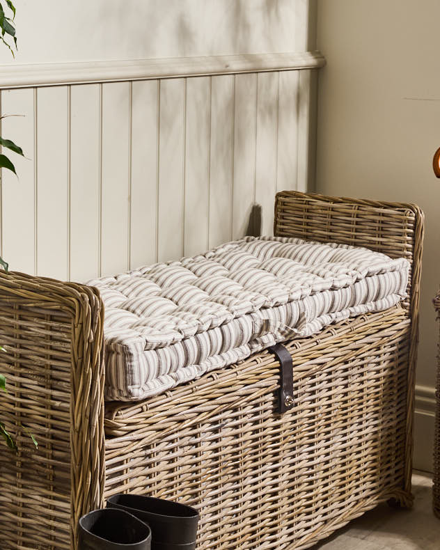 Bench Cushions - Pyreneés Grey Stripe Indoor Bench Cushion