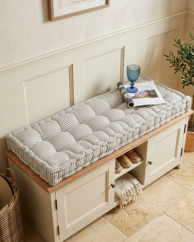 Pyreneés Grey Stripe Indoor Bench Cushion
