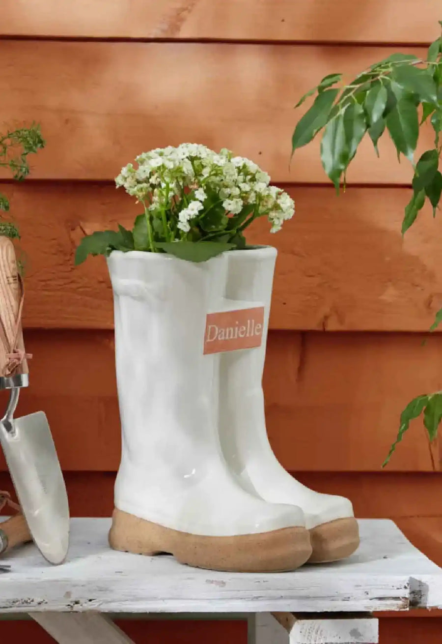 Personalised Large White Welly Planter