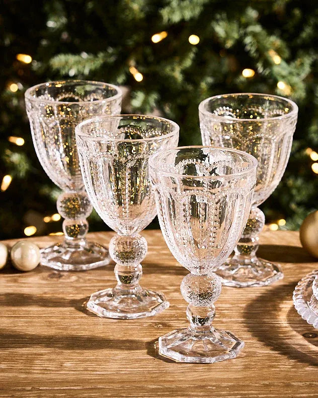 Set of 4 Bella Perle Clear Wine Goblets