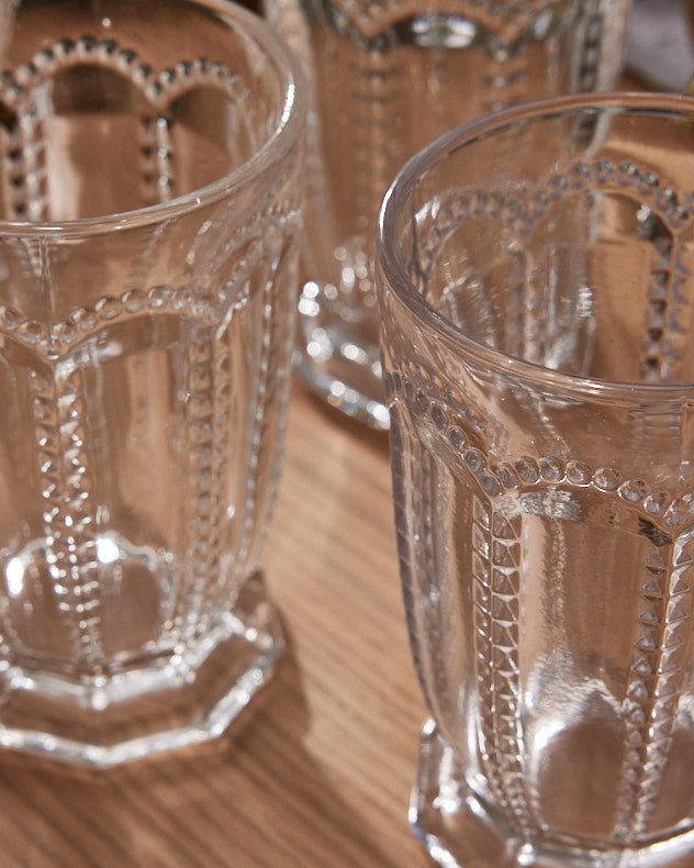 Bella Perle Wine Goblet & Highball Tumbler Set closeup