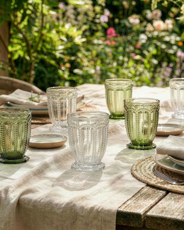 Clear Glass Tumblers - Bella Perle Tumblers Set of 6