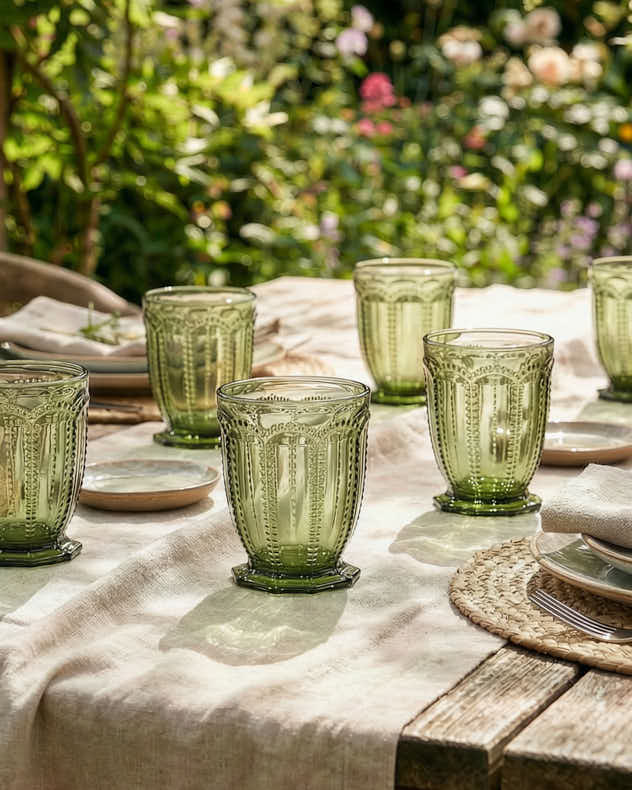 Single Green Glass Tumblers - Bella Perle Green Tumbler