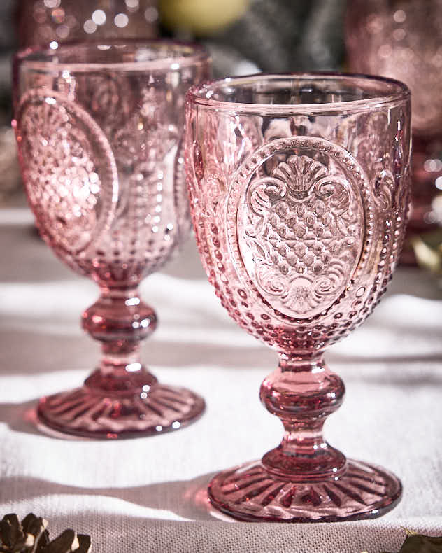 Fleur De Lys Pink Wine Goblet