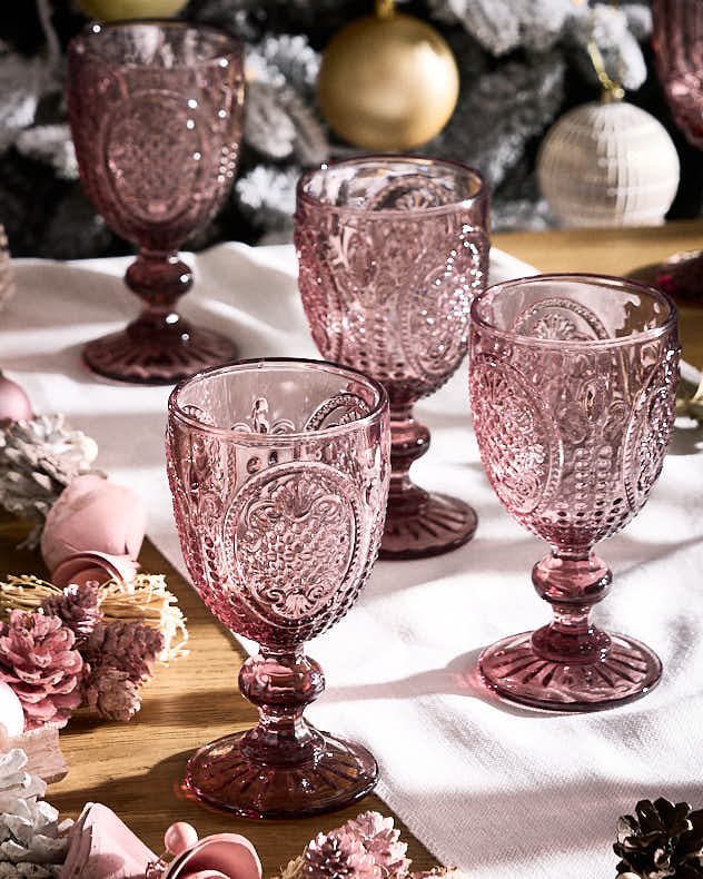 Fleur De Lys Pink Wine Goblet