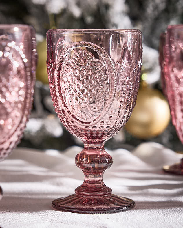 Fleur De Lys Pink Wine Goblet