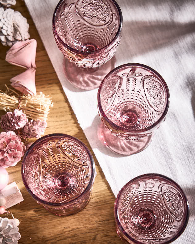 Fleur De Lys Pink Wine Goblet