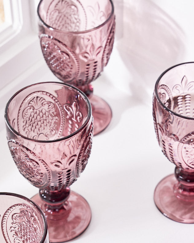 Fleur De Lys Pink Wine Goblet