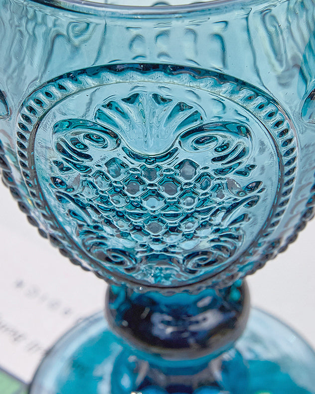 Fleur de Lys Blue Wine Goblet