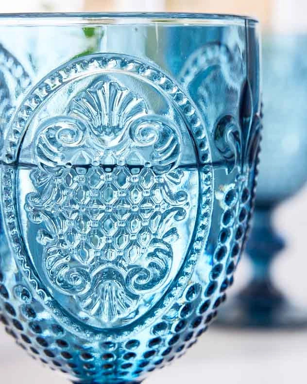 Fleur de lys Blue glassware