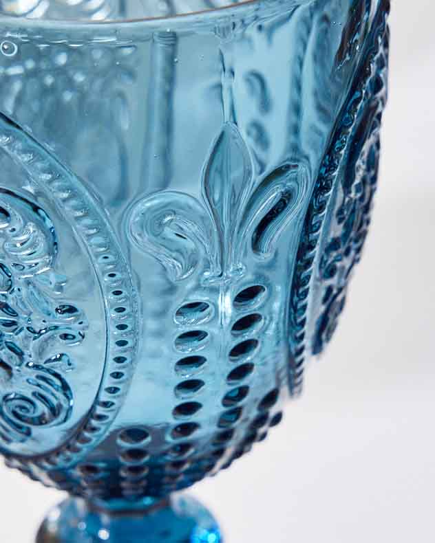 Wine Glasses - Fleur de Lys Blue Wine Goblet