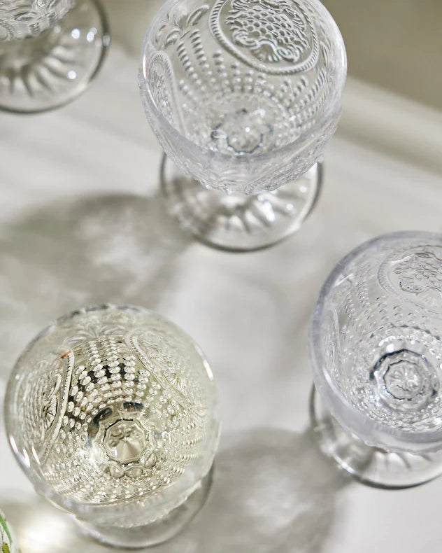 Clear wine glassware
