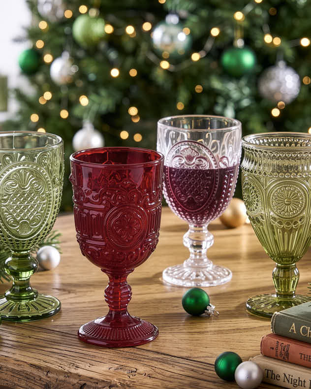 Regal Retreat mix and match glassware collection of four glasses in thistle crest and mandala designs