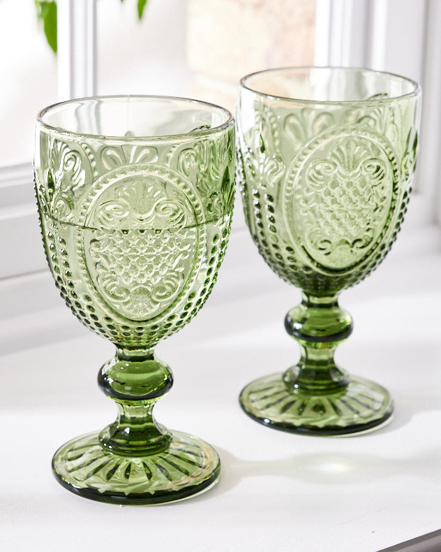 Green stemware goblets hot sale