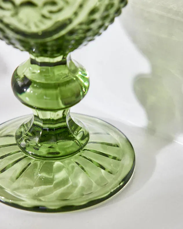 Wine Glasses Set of 4 - Fleur de Lys Green Wine Goblet