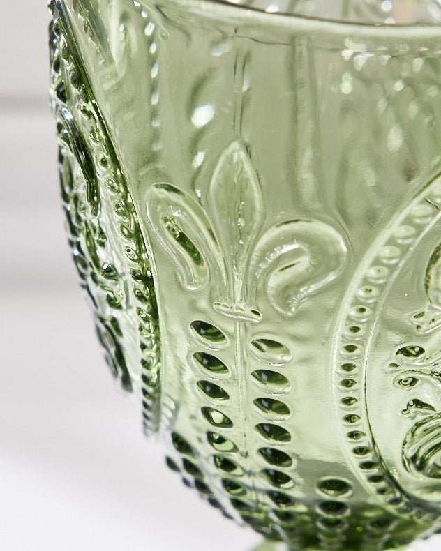 Wine Glasses - Fleur de Lys Green Wine Goblet