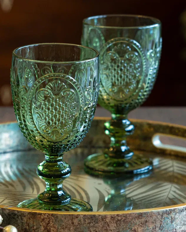 Set of 2 Green Wine Goblet