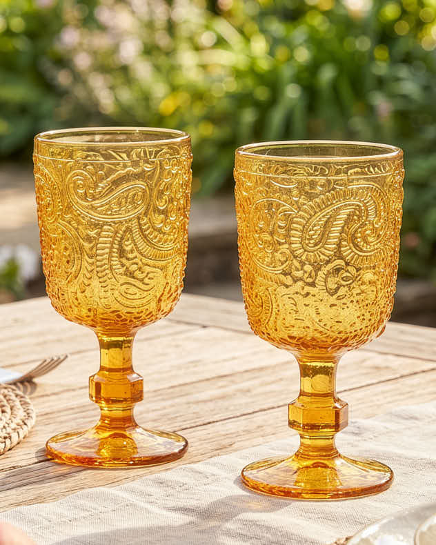 Paisley Amber Goblet
