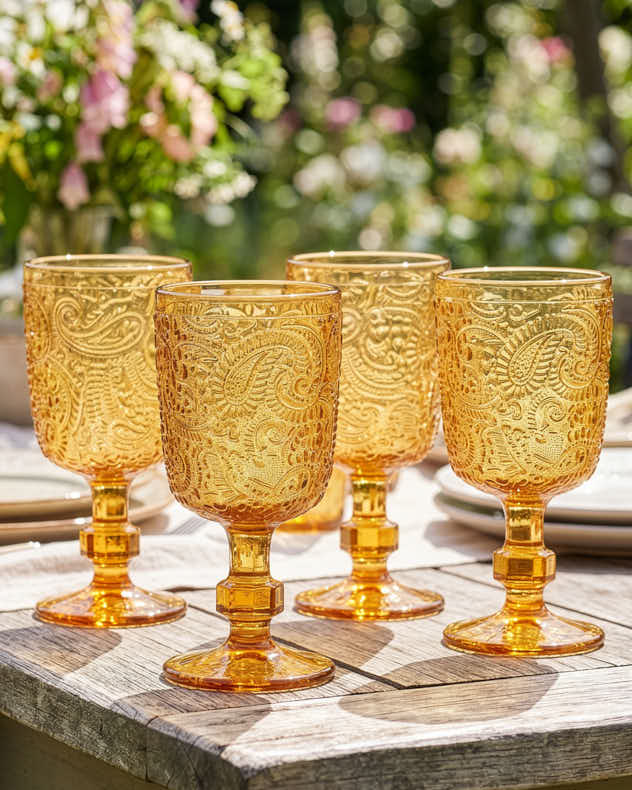 Paisley Amber Goblet