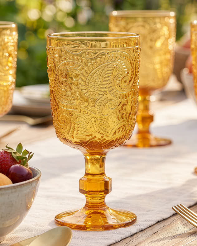 Paisley Amber Goblet