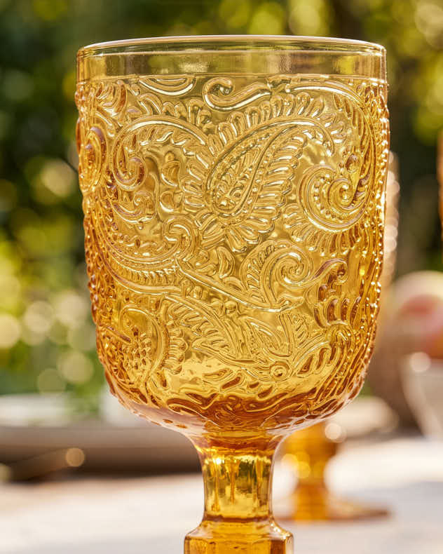 Paisley Amber Goblet