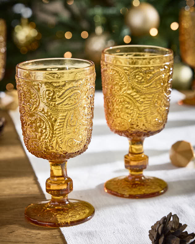 Paisley Amber Goblet