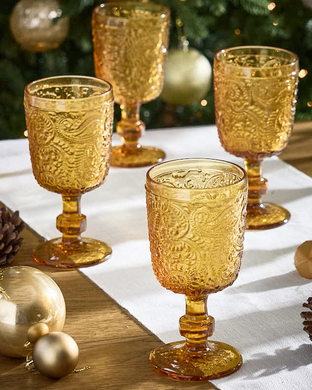 Paisley Amber Goblet
