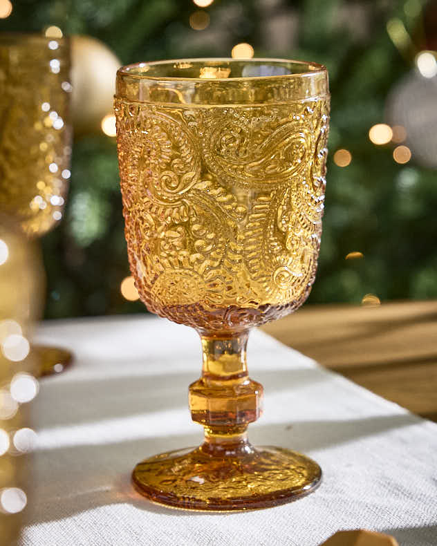 Paisley Amber Goblet