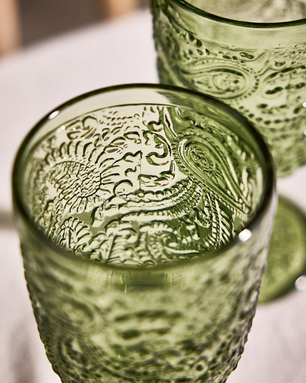 Lugo Paisley Green Wine Glass