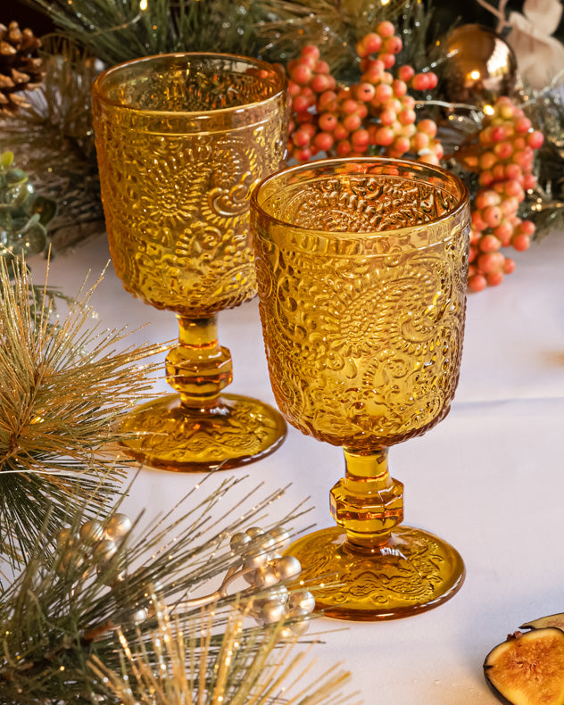 Paisley Amber Goblet