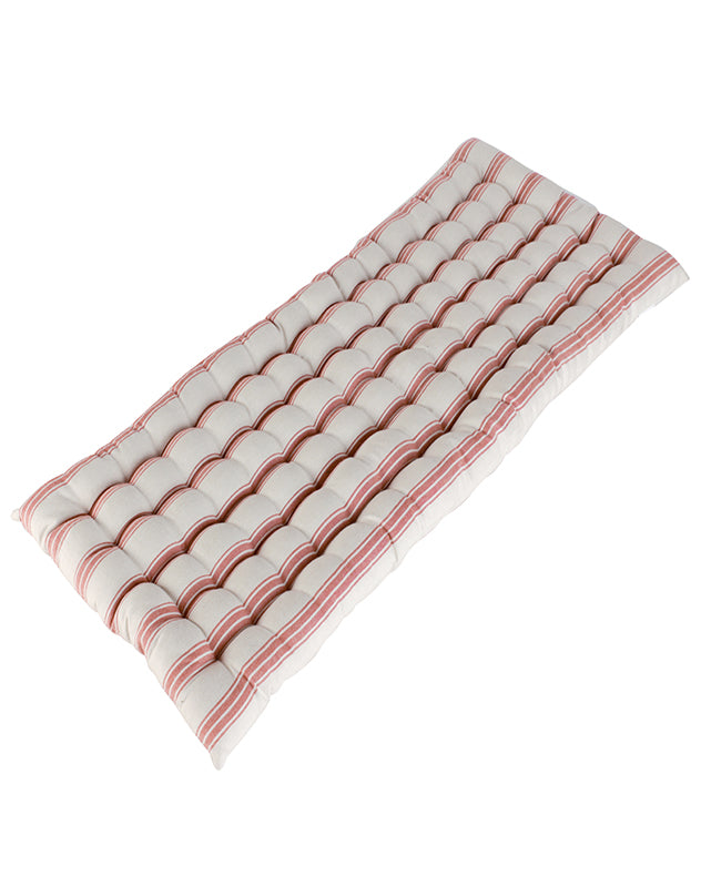 Red Stripe Quilted Garden Bench Cushion