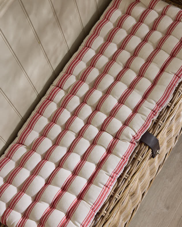 Bench Cushions - Red Stripe Quilted Bench Cushion