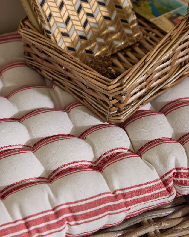 Bench Cushions - Red Stripe Quilted Bench Cushion